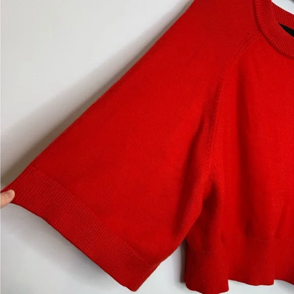 Zara Women's Red knit Crewneck wide 3/4 sleeve Sweater size medium - Picture 3 of 8